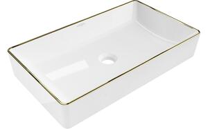 Mexen Nadia lavabo da appoggio 62 x 35 cm, bianco/oro bordo - 21616005