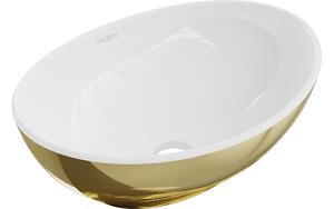 Mexen Elza lavabo da appoggio 40 x 33 cm, bianco/oro - 21014006