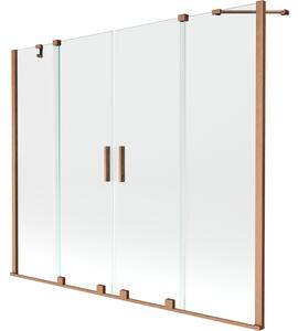 Mexen Velar Duo paratia vasca da bagno scorrevole a 2 ante 200 x 150 cm, trasparente, rame spazzolato - 896-200-000-02-65