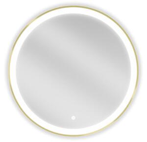 Mexen Esso specchio da bagno illuminato, rotondo 70 cm, LED 6000K, antinebbia, cornice dorata - 9825-070-070-611-50