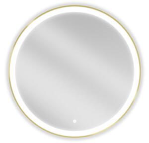 Mexen Esso specchio da bagno retroilluminato, rotondo 80 cm, LED 6000K, anti-appannamento, cornice dorata - 9825-080-080-611-50