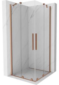 Mexen Velar Duo cabina doccia scorrevole 90 x 90 cm, trasparente, rame spazzolato - 871-090-090-02-65