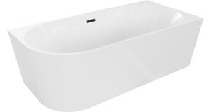 Mexen Mia vasca da bagno freestanding angolare destra 160 x 75 cm, bianca, troppo pieno nero - 52691607500P-70