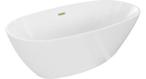 Mexen Eris vasca da bagno freestanding 170 x 80 cm, bianca, troppo pieno oro spazzolato - 53441708000-55