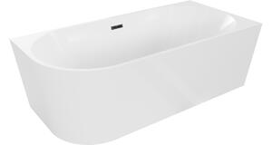 Mexen Mia vasca da bagno indipendente angolare destra 140 x 75 cm, bianca, troppopieno nero - 52691407500P-70
