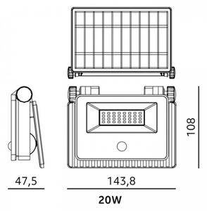 Proiettore solare LED con sensore NCS G2 LED/20W/3,7V 3000/4000/6500K IP54 2600 mAh