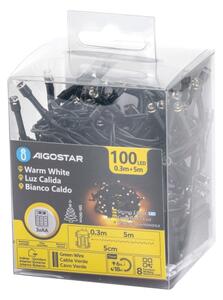 Aigostar - Catena luminosa LED da esterno 100xLED/8 funzioni 3xAA 5,3 m IP44 bianco caldo