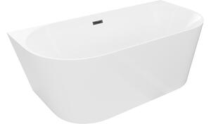 Mexen Oval Slim vasca da bagno indipendente a parete 170 x 80 cm, bianca, troppopieno nero - 52661708000-70