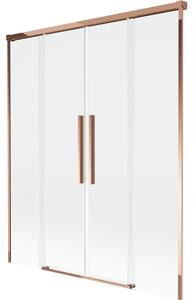 Mexen Rox paratia vasca da bagno a 2 ante scorrevole 160 x 150 cm, trasparente, oro rosa - 8C9-160-002-60-00