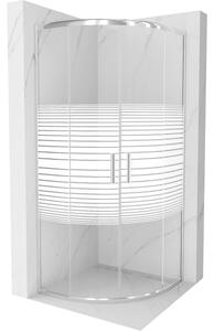 Mexen Rio cabina doccia semicircolare 80 x 80 cm, strisce bianche, cromo - 863-080-080-01-20