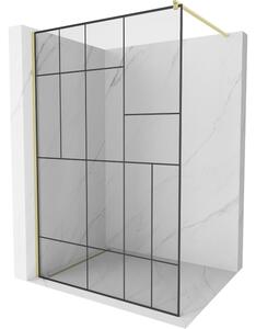 Mexen Kioto parete doccia Walk-in 80 x 200 cm, motivo nero 8 mm, oro spazzolato - 800-080-101-55-78