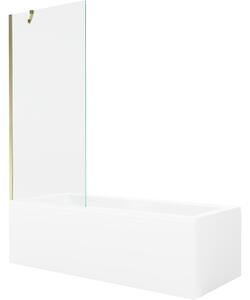 Mexen Cubik vasca rettangolare 160 x 70 cm con pannelli e paravento a un'anta 80 cm, trasparente, dorato - 550316070X9508000050