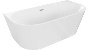 Mexen Oval vasca da bagno indipendente da parete 170 x 80 cm, bianca, troppo pieno nichel spazzolato - 52671708000-97