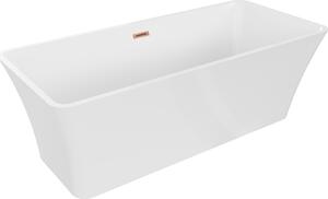 Mexen Tonia vasca da bagno autoportante 170 x 75 cm, bianca, tracimazione rame spazzolato - 52171707500-65