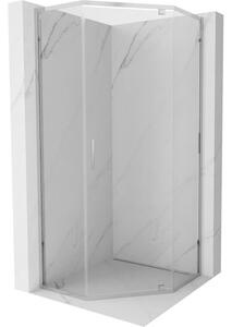 Mexen Exo cabina doccia pentagonale a battente 80 x 80 cm, trasparente, cromo - 812-080-080-01-00