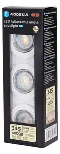 Aigostar - Set da 3 faretti da incasso LED, 1x GU10/4,5 W/230 V, 4000 K, bianco