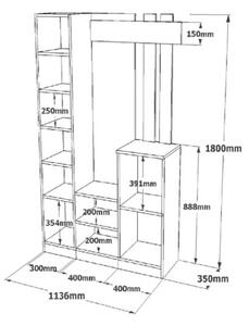Mobile Ingresso Con Scarpiera Appendiabiti E Specchio 113x35x180 Bianco Roger