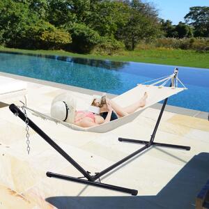 Costway Supporto per amaca regolabile con 2 catene da esterno, Struttura per amaca in metallo 320x100x110cm Nero