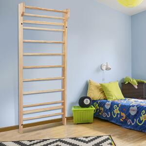 Costway Spalliera svedese in legno fino a 100kg di carico Palestra scala svedese singola per bambini e adulti 195x80x14cm