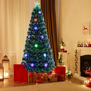 Costway 180cm Albero di natale illuminato con 28 led Albero di abete artificiale con fibra ottica cambia colore