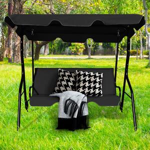 Costway Dondolo a tre posti da giardino con oscurante e telaio in acciaio 172x154x110cm Nero