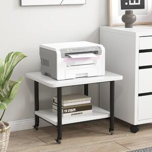 Costway Tavolino in legno multifunzione con ruote girevoli, Mobiletto carrello con 2 ripiani 49x40x37cm Bianco e nero