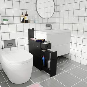 Costway Armadio sottile di stoccaggio per gabinetto, Armadietto laterale da bagno multiuso in legno 48x16x58cm Nero