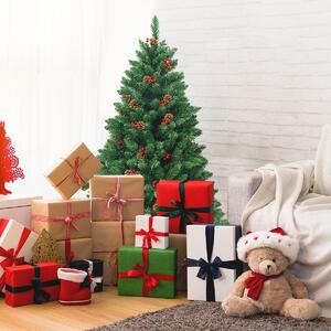 Costway Albero di Natale 135 cm 516 rami, Abete artificiale con base resistente di metallo pigne decorative