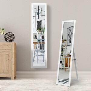 Costway Specchio a figura intera 155 x 37 cm con struttura di legno, Specchio moderno per camera da letto salone ingresso Bianco