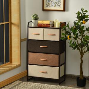 Costway Cassettiera con 5 cassetti pieghevoli in tessuto, Organizer a 4 livelli con superficie in legno per ingresso