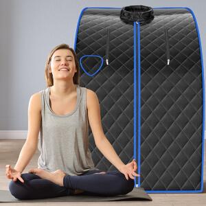 Costway Sauna a vapore portatile timer e temperatura regolabili, Sauna pieghevole 3 L con telecomando Nero