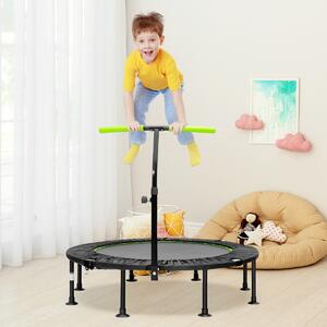 Costway Trampolino silenzioso fitness per bambini e adulti con maniglia regolabile, Trampolino pieghevole 117cm Verde