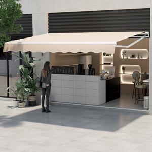 Costway Tenda da sole a caduta inclinabile da esterno, Tendalino a scomparsa con manovella 4x2,5m Beige