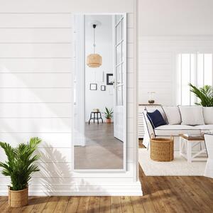 Costway Specchio a figura intera per muro o porta con struttura in ferro, Specchio con 2 set di ganci regolabili Bianco