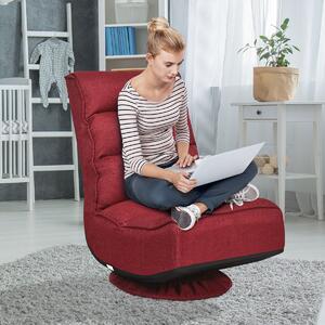 Costway Sedia con schienale comodo da terra girevole a 360°, Sedia da gaming regolabile in 5 posizioni, Rosso
