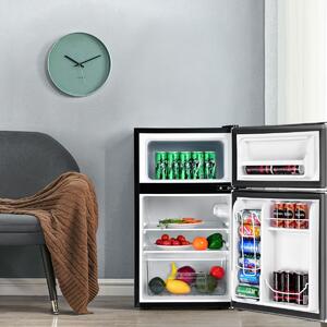Costway Frigorifero compatto 90 L con luce LED e refrigerazione rapida, Freezer silenzioso separato con 2 ante Grigio