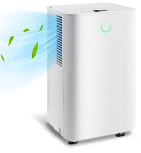 Costway Deumidificatore con 3 modalità e 2 velocità, Deumidificatore con timer 24 ore e serbatoio dell’acqua 2L Bianco