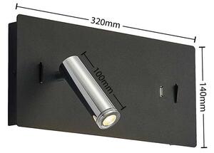 Lucande - Kimo LED Quadrato Applique da Parete USB Nero
