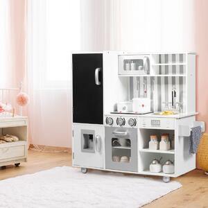 Costway Cucina giocattolo per bambini con suoni lavagna lavello rimovibile, Cucinetta realistica educativo Bianco