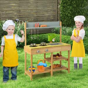 Costway Cucina giocattolo per bambini con serbatoio d'acqua rimovibile rubinetto realistico, Cucina gioco 75x35x92cm