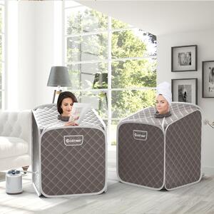 Costway Sauna a vapore portatile con sedia rullo massaggiatore per piedi temperatura a 9 livelli, Cabina sauna da casa Grigio