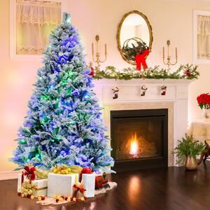 Costway Albero di natale artificiale con rametti di PE PVC luci LED 8 modalità di illuminazione, Albero decorativo da 180cm