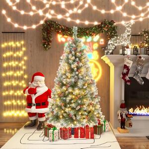 Costway Albero di Natale pre-illuminato da 150cm, Albero artificiale con cerniere luci LED 8 modalità di illuminazione