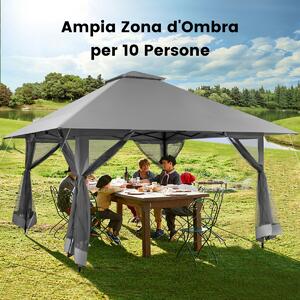 Costway Tettoia pop-up per gazebo con altezza regolabile borsa da trasporto con rotelle, Riparo portatile 400x400cm Grigio