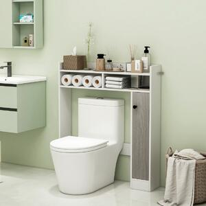 Costway Mobiletto da bagno sopra il water con ripiani regolabili anta singola, Organizzatore da bagno salvaspazio Bianco