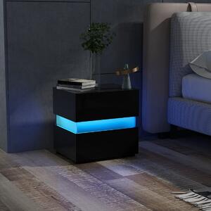 Costway Comodino a LED con cassetti telecomando 22 modalità di luce 10 velocità, Tavolino laterale moderno da salotto Nero