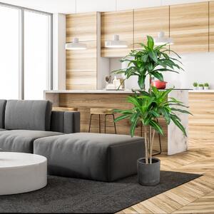 Costway Albero artificiale alto 140cm con 92 foglie e vaso di cemento incorporato, Pianta finta dracaena realistica