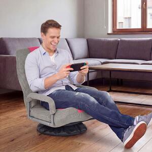 Costway Sedia da gaming pieghevole da terra, Sedia regolabile in 6 posizioni con base girevole a 360° Rosa