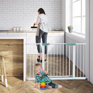 Costway Cancelletto di sicurezza per bambini con larghezza regolabile, Cancelletto di sicurezza a chiusura automatica Bianco