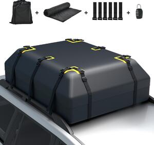 Costway Borsa per tetto auto da 0,6 m³, Borsa impermeabile per tutti i veicoli con tappetino antiscivolo Nero 100x130x44cm